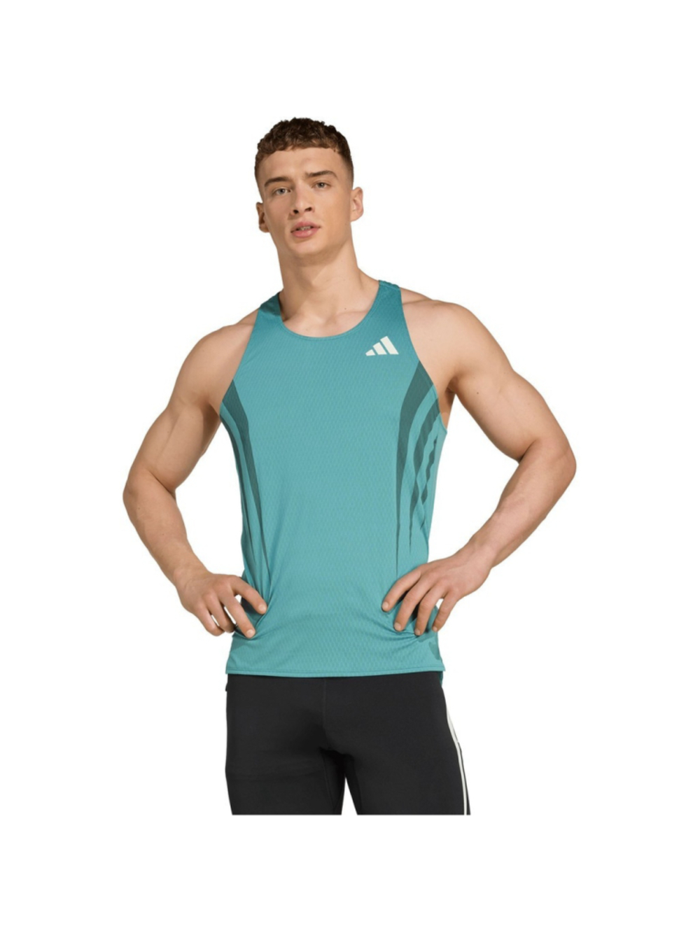 Size M - Adidas Adizero Archive Running Singlet 'Powder Teal' JV9307 New